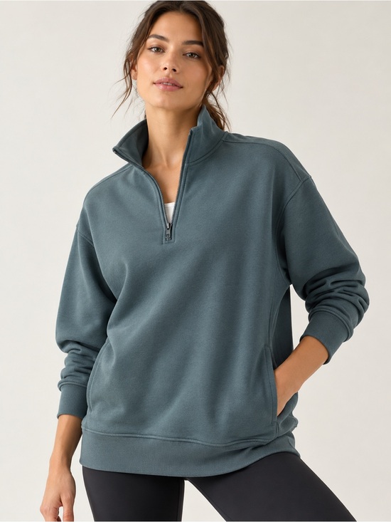 Athleta Tops - Athleta Forever Fleece 1/4 Zip Sweatshirt Oversized Pullover Size S